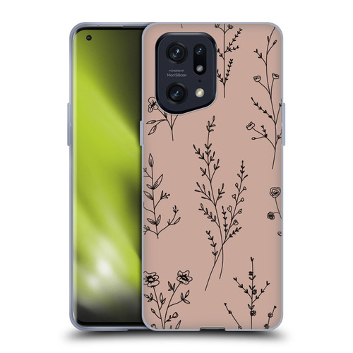 Anis Illustration Wildflowers Blush Pink Soft Gel Case for OPPO Find X5 Pro