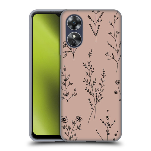 Anis Illustration Wildflowers Blush Pink Soft Gel Case for OPPO A17