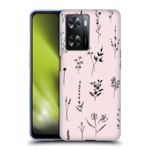 Anis Illustration Wildflowers Light Pink Soft Gel Case for OPPO A57s