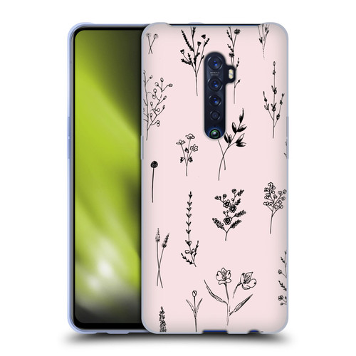 Anis Illustration Wildflowers Light Pink Soft Gel Case for OPPO Reno 2
