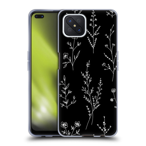 Anis Illustration Wildflowers Black Soft Gel Case for OPPO Reno4 Z 5G