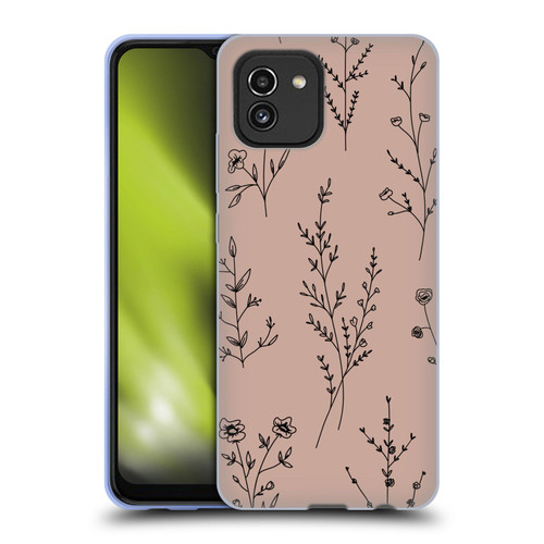 Anis Illustration Wildflowers Blush Pink Soft Gel Case for Samsung Galaxy A03 (2021)