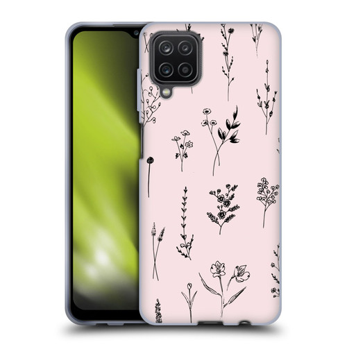 Anis Illustration Wildflowers Light Pink Soft Gel Case for Samsung Galaxy A12 (2020)