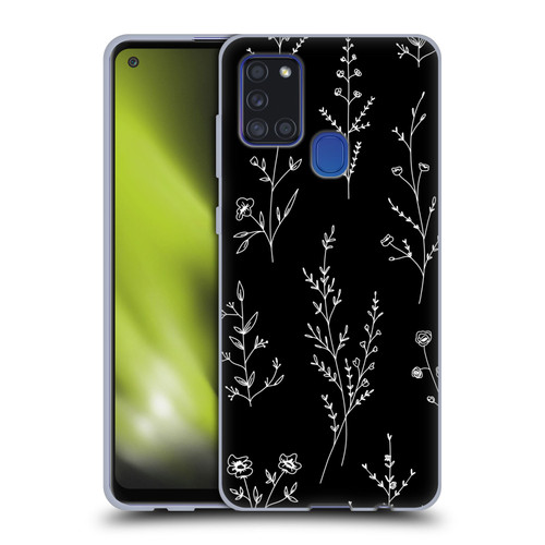 Anis Illustration Wildflowers Black Soft Gel Case for Samsung Galaxy A21s (2020)
