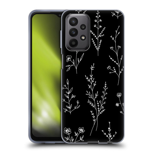 Anis Illustration Wildflowers Black Soft Gel Case for Samsung Galaxy A23 / 5G (2022)