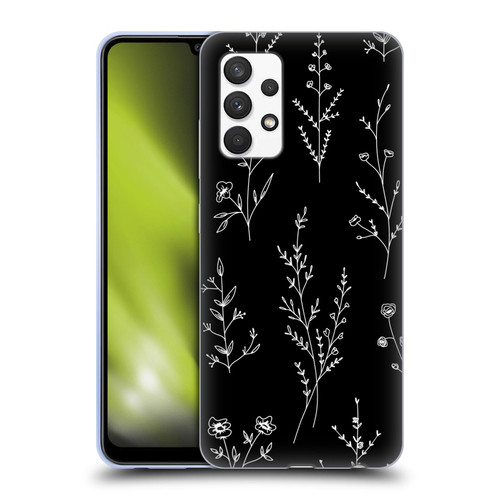 Anis Illustration Wildflowers Black Soft Gel Case for Samsung Galaxy A32 (2021)