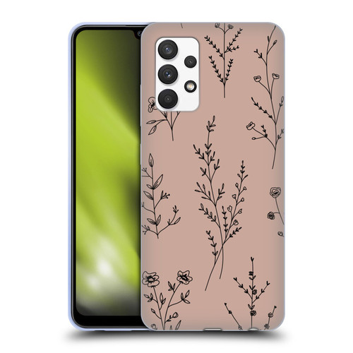 Anis Illustration Wildflowers Blush Pink Soft Gel Case for Samsung Galaxy A32 (2021)