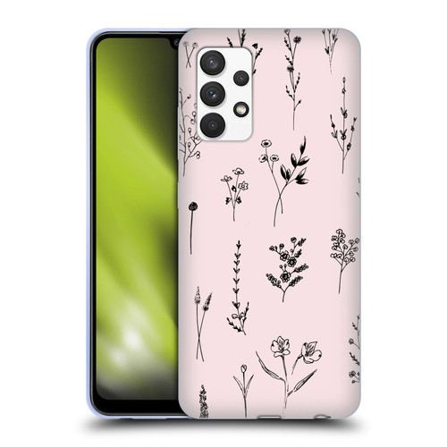 Anis Illustration Wildflowers Light Pink Soft Gel Case for Samsung Galaxy A32 (2021)