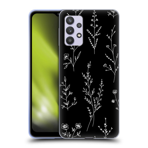 Anis Illustration Wildflowers Black Soft Gel Case for Samsung Galaxy A32 5G / M32 5G (2021)