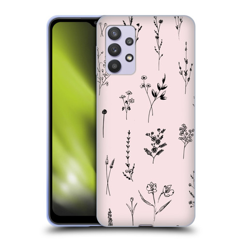 Anis Illustration Wildflowers Light Pink Soft Gel Case for Samsung Galaxy A32 5G / M32 5G (2021)