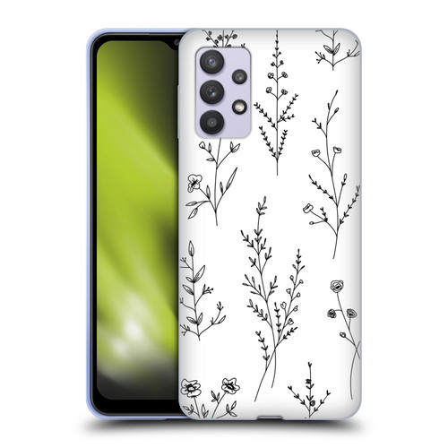 Anis Illustration Wildflowers White Soft Gel Case for Samsung Galaxy A32 5G / M32 5G (2021)