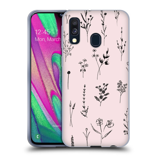 Anis Illustration Wildflowers Light Pink Soft Gel Case for Samsung Galaxy A40 (2019)