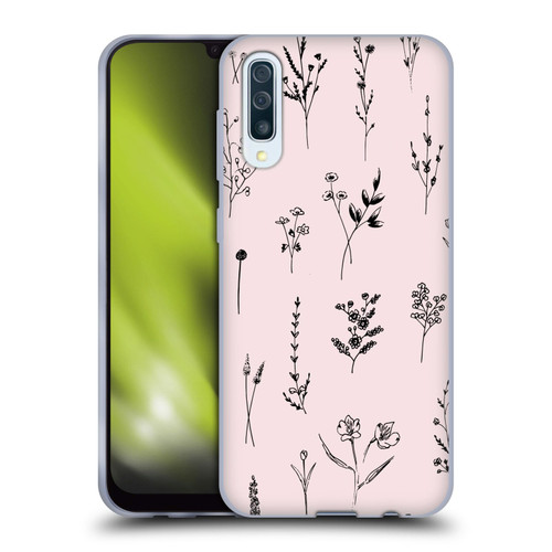 Anis Illustration Wildflowers Light Pink Soft Gel Case for Samsung Galaxy A50/A30s (2019)