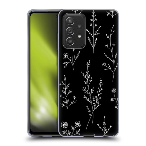Anis Illustration Wildflowers Black Soft Gel Case for Samsung Galaxy A52 / A52s / 5G (2021)