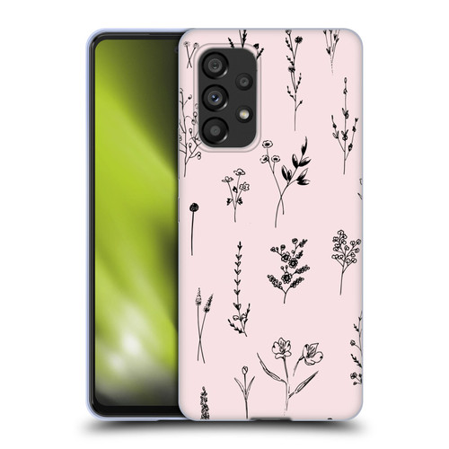 Anis Illustration Wildflowers Light Pink Soft Gel Case for Samsung Galaxy A53 5G (2022)