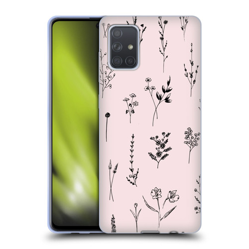 Anis Illustration Wildflowers Light Pink Soft Gel Case for Samsung Galaxy A71 (2019)