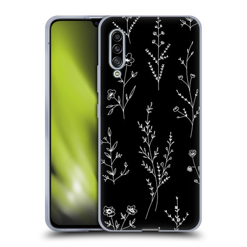 Anis Illustration Wildflowers Black Soft Gel Case for Samsung Galaxy A90 5G (2019)