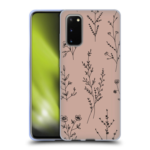 Anis Illustration Wildflowers Blush Pink Soft Gel Case for Samsung Galaxy S20 / S20 5G