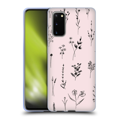 Anis Illustration Wildflowers Light Pink Soft Gel Case for Samsung Galaxy S20 / S20 5G