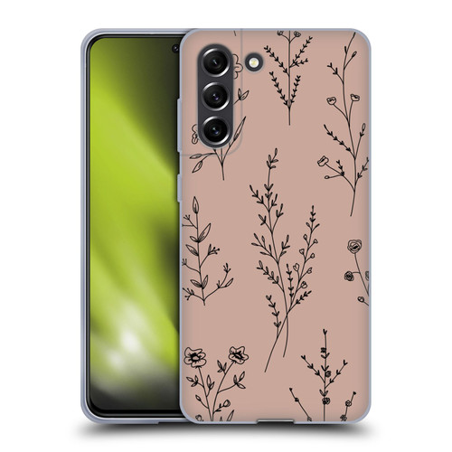Anis Illustration Wildflowers Blush Pink Soft Gel Case for Samsung Galaxy S21 FE 5G