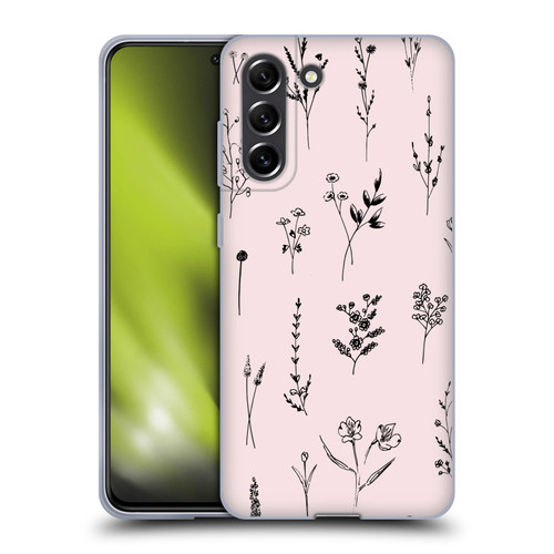 Anis Illustration Wildflowers Light Pink Soft Gel Case for Samsung Galaxy S21 FE 5G