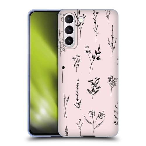 Anis Illustration Wildflowers Light Pink Soft Gel Case for Samsung Galaxy S21 5G