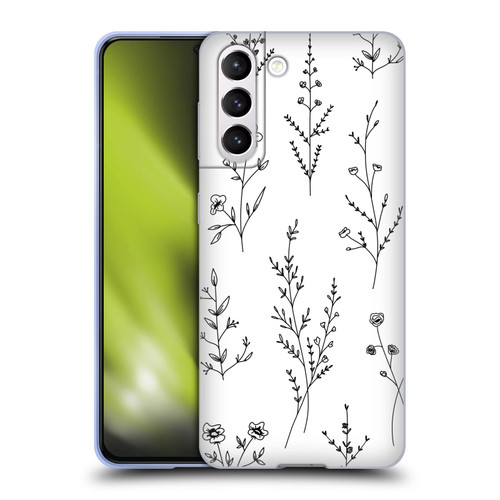 Anis Illustration Wildflowers White Soft Gel Case for Samsung Galaxy S21 5G