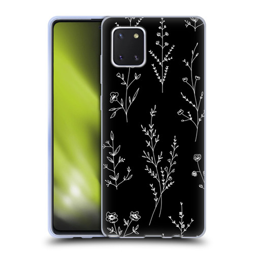 Anis Illustration Wildflowers Black Soft Gel Case for Samsung Galaxy Note10 Lite