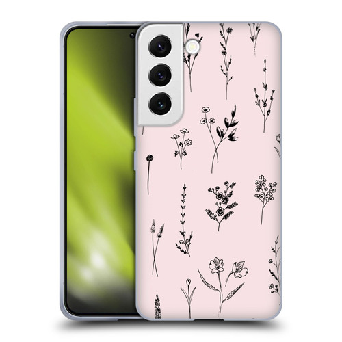 Anis Illustration Wildflowers Light Pink Soft Gel Case for Samsung Galaxy S22 5G
