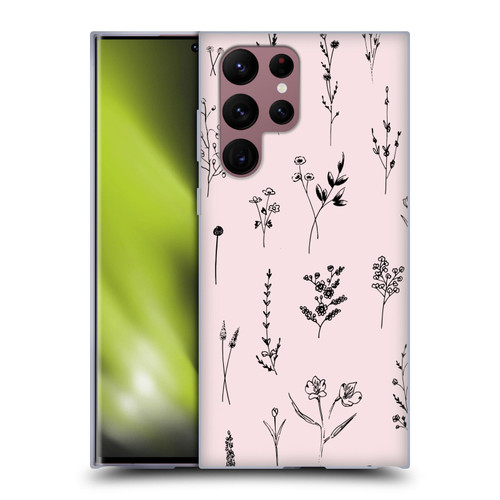 Anis Illustration Wildflowers Light Pink Soft Gel Case for Samsung Galaxy S22 Ultra 5G