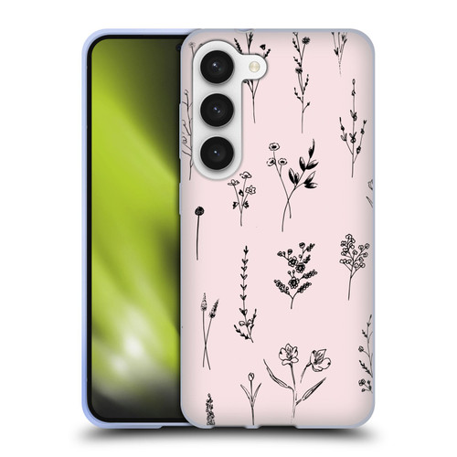 Anis Illustration Wildflowers Light Pink Soft Gel Case for Samsung Galaxy S23 5G