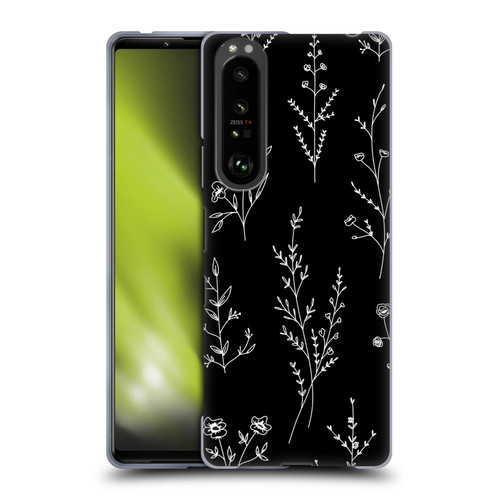Anis Illustration Wildflowers Black Soft Gel Case for Sony Xperia 1 III