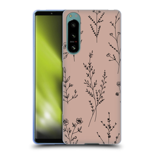 Anis Illustration Wildflowers Blush Pink Soft Gel Case for Sony Xperia 5 IV