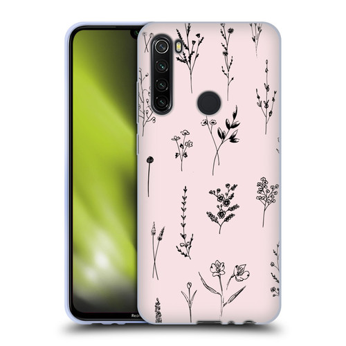 Anis Illustration Wildflowers Light Pink Soft Gel Case for Xiaomi Redmi Note 8T
