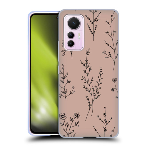 Anis Illustration Wildflowers Blush Pink Soft Gel Case for Xiaomi 12 Lite