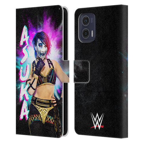 WWE Asuka Black Portrait Leather Book Wallet Case Cover For Motorola Moto G73 5G