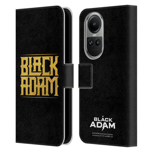 Black Adam Graphics Logotype Leather Book Wallet Case Cover For OPPO Reno10 5G / Reno10 Pro 5G
