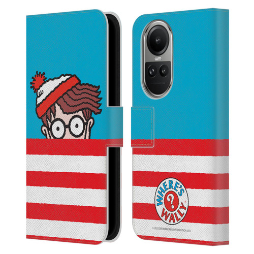Where's Wally? Graphics Half Face Leather Book Wallet Case Cover For OPPO Reno10 5G / Reno10 Pro 5G