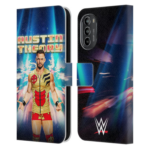 WWE Austin Theory Portrait Leather Book Wallet Case Cover For Motorola Moto G82 5G