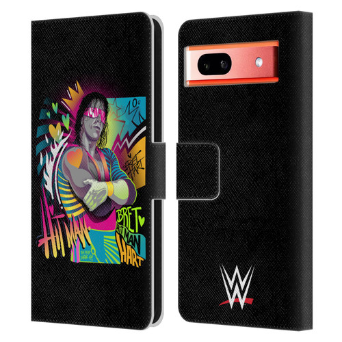 WWE Bret Hart Neon Art Leather Book Wallet Case Cover For Google Pixel 7a