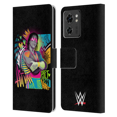 WWE Bret Hart Neon Art Leather Book Wallet Case Cover For Motorola Moto Edge 40