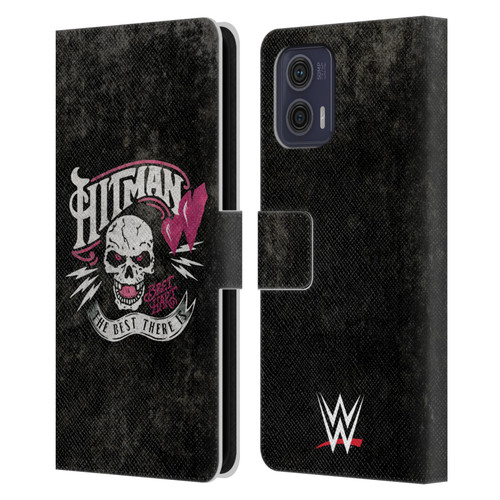 WWE Bret Hart Hitman Logo Leather Book Wallet Case Cover For Motorola Moto G73 5G
