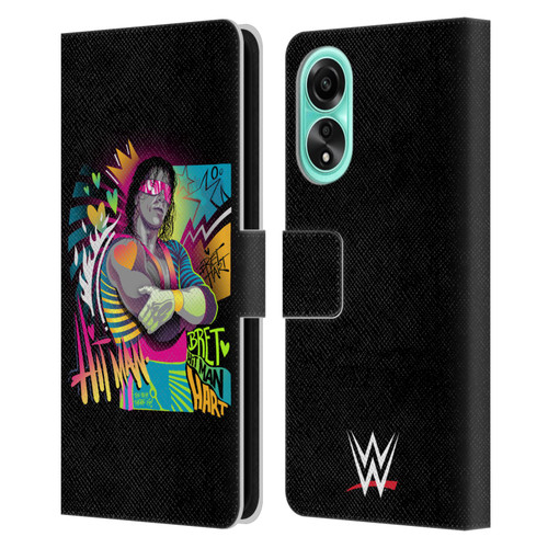 WWE Bret Hart Neon Art Leather Book Wallet Case Cover For OPPO A78 4G