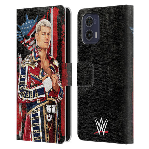 WWE Cody Rhodes Superstar Flag Leather Book Wallet Case Cover For Motorola Moto G73 5G