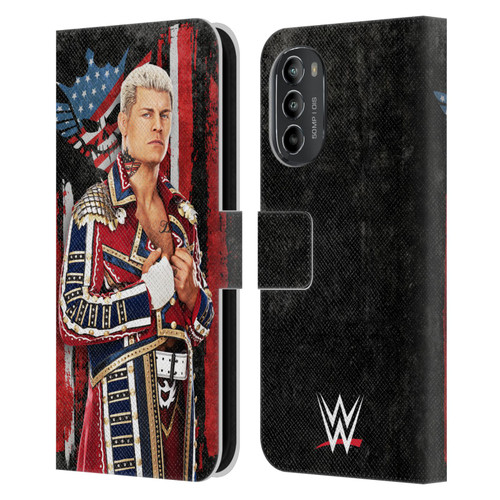 WWE Cody Rhodes Superstar Flag Leather Book Wallet Case Cover For Motorola Moto G82 5G