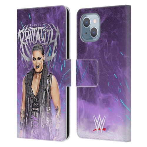 WWE Rhea Ripley This Is My Brutality Leather Book Wallet Case Cover For Apple iPhone 14