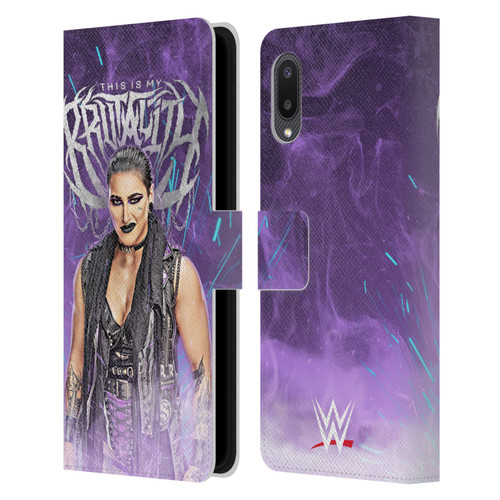WWE Rhea Ripley This Is My Brutality Leather Book Wallet Case Cover For Samsung Galaxy A02/M02 (2021)