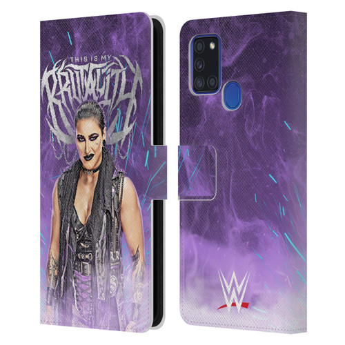 WWE Rhea Ripley This Is My Brutality Leather Book Wallet Case Cover For Samsung Galaxy A21s (2020)