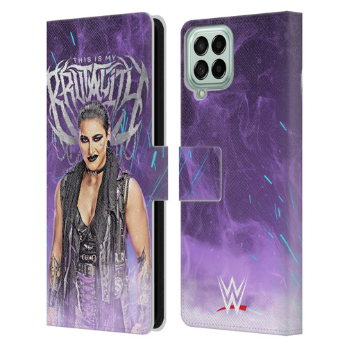 WWE Rhea Ripley This Is My Brutality Leather Book Wallet Case Cover For Samsung Galaxy M53 (2022)