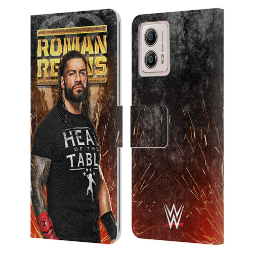 WWE Roman Reigns Grunge Leather Book Wallet Case Cover For Motorola Moto G53 5G